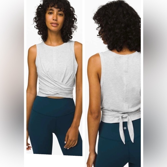 lululemon athletica Tops - Lululemon Time to Restore Tank Heathered Core Ultra Light Grey Cotton size 6